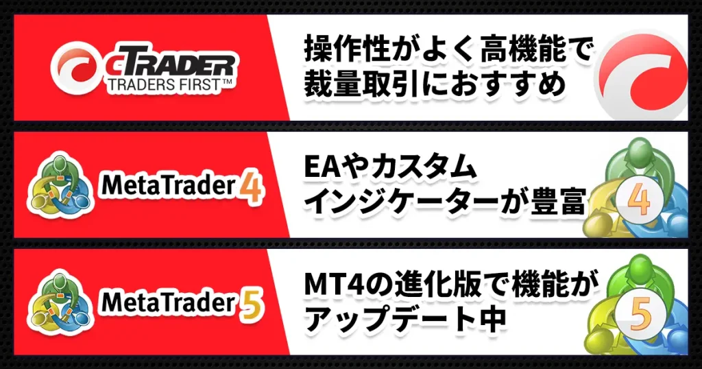 cTraderとMT4・MT5の比較